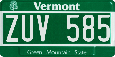 VT license plate ZUV585