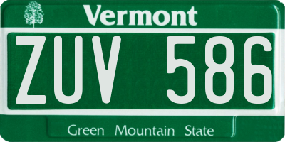 VT license plate ZUV586