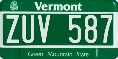 VT license plate ZUV587