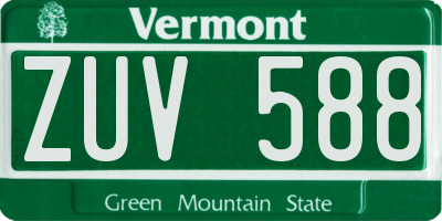 VT license plate ZUV588