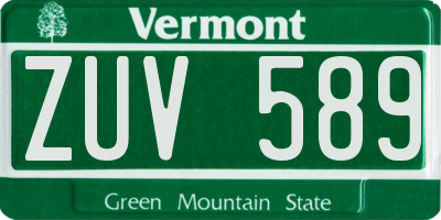VT license plate ZUV589