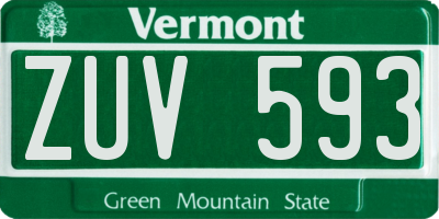 VT license plate ZUV593