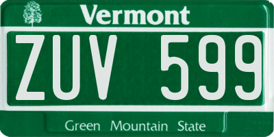 VT license plate ZUV599