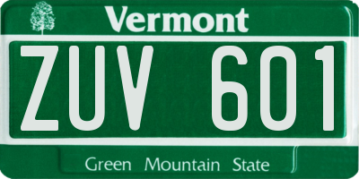 VT license plate ZUV601