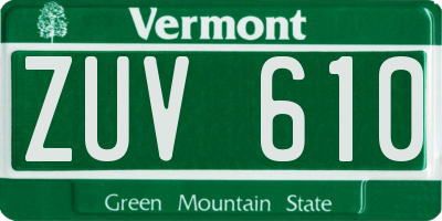 VT license plate ZUV610