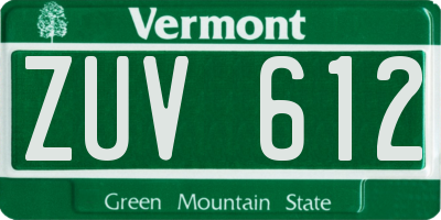 VT license plate ZUV612