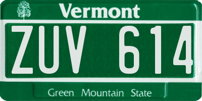 VT license plate ZUV614
