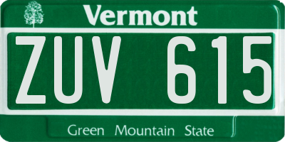 VT license plate ZUV615
