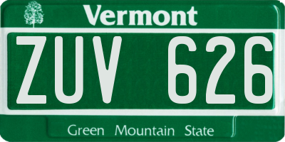 VT license plate ZUV626