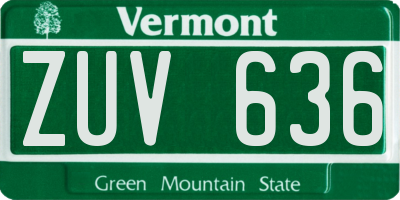 VT license plate ZUV636