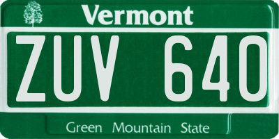 VT license plate ZUV640