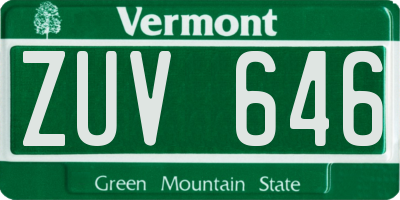 VT license plate ZUV646