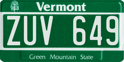 VT license plate ZUV649
