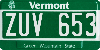 VT license plate ZUV653