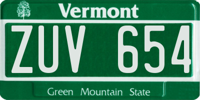 VT license plate ZUV654