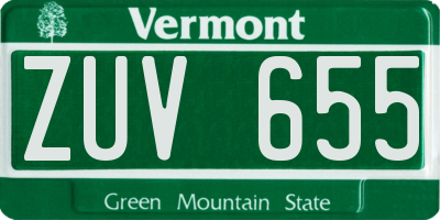 VT license plate ZUV655