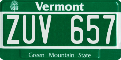 VT license plate ZUV657