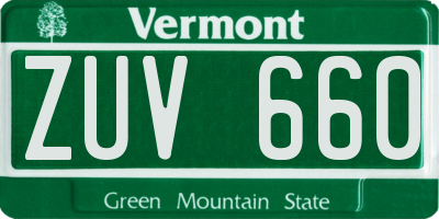VT license plate ZUV660