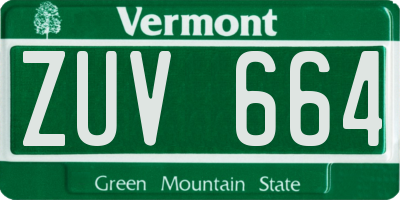 VT license plate ZUV664
