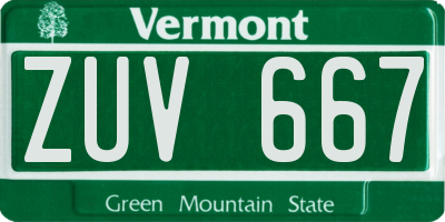 VT license plate ZUV667