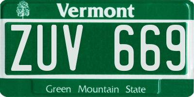 VT license plate ZUV669