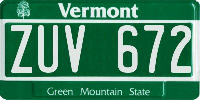 VT license plate ZUV672