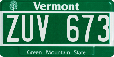 VT license plate ZUV673