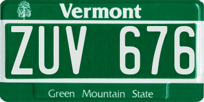 VT license plate ZUV676