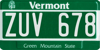 VT license plate ZUV678