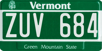 VT license plate ZUV684