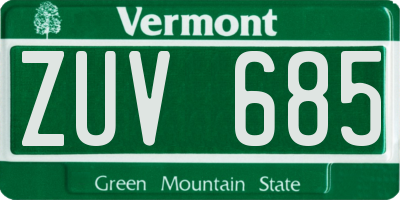 VT license plate ZUV685