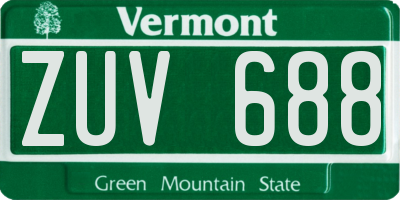 VT license plate ZUV688