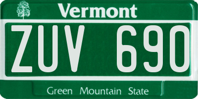 VT license plate ZUV690