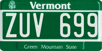 VT license plate ZUV699