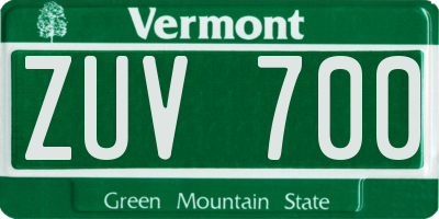 VT license plate ZUV700