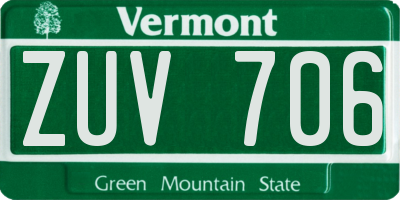 VT license plate ZUV706