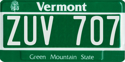 VT license plate ZUV707