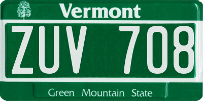 VT license plate ZUV708