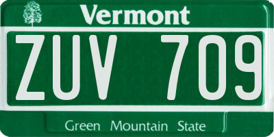 VT license plate ZUV709
