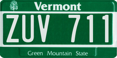 VT license plate ZUV711