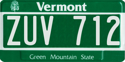 VT license plate ZUV712