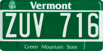 VT license plate ZUV716