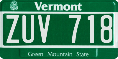 VT license plate ZUV718
