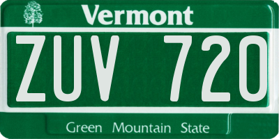 VT license plate ZUV720