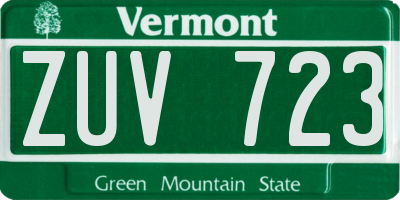 VT license plate ZUV723