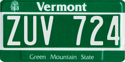 VT license plate ZUV724