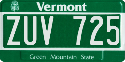VT license plate ZUV725