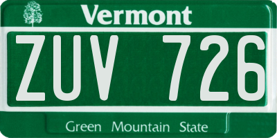 VT license plate ZUV726