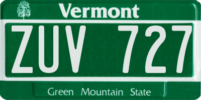 VT license plate ZUV727