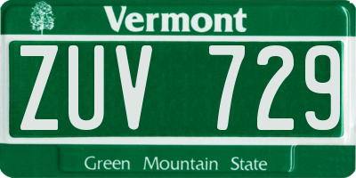 VT license plate ZUV729